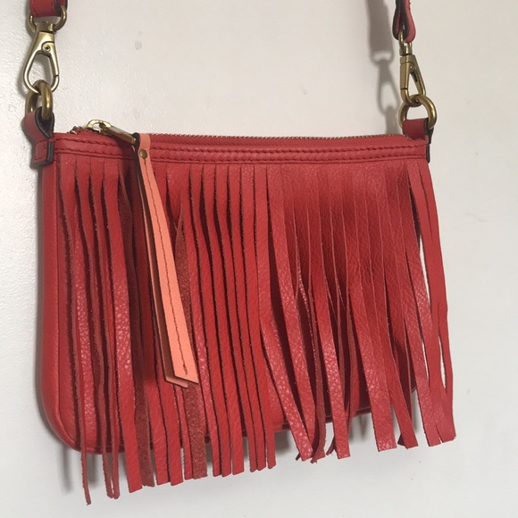 Fossil Red Leather Fringe Crossbody - Picture 2 of 7